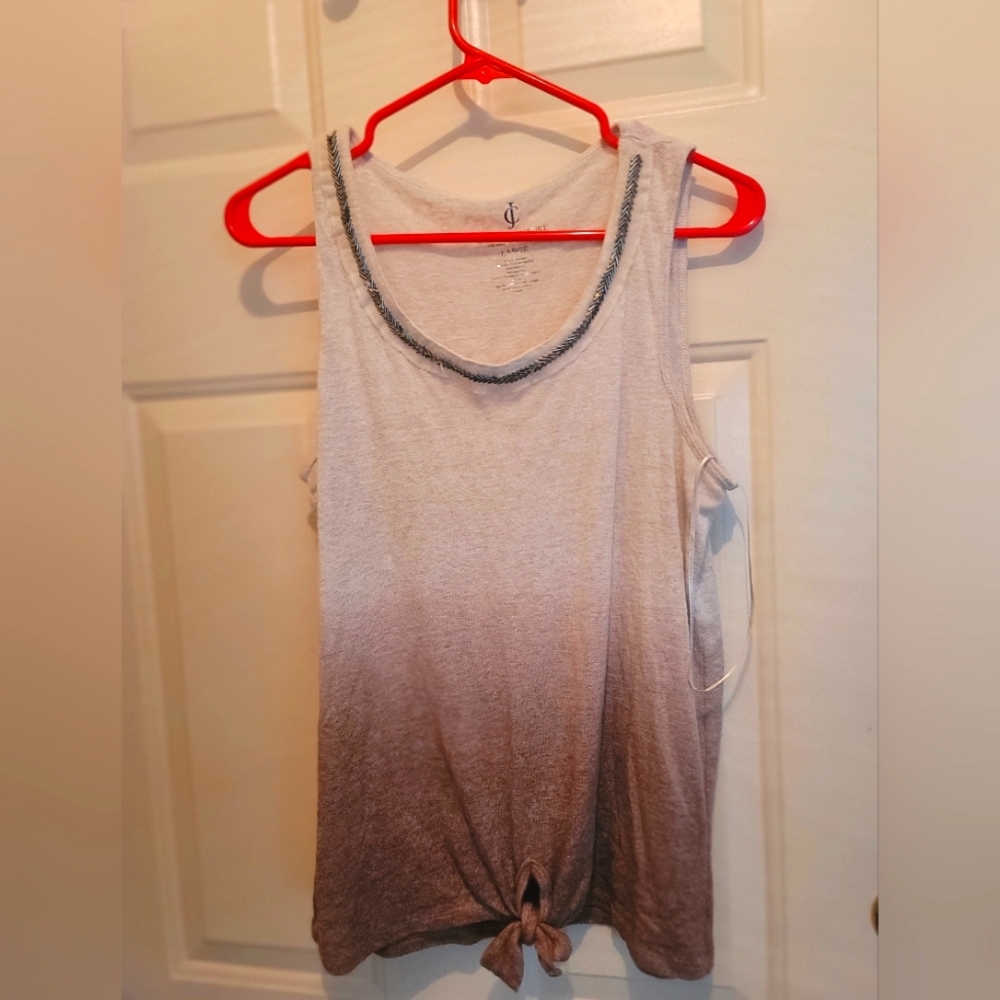 Juicy Couture brown and tan ombre shirt with a tie bottom